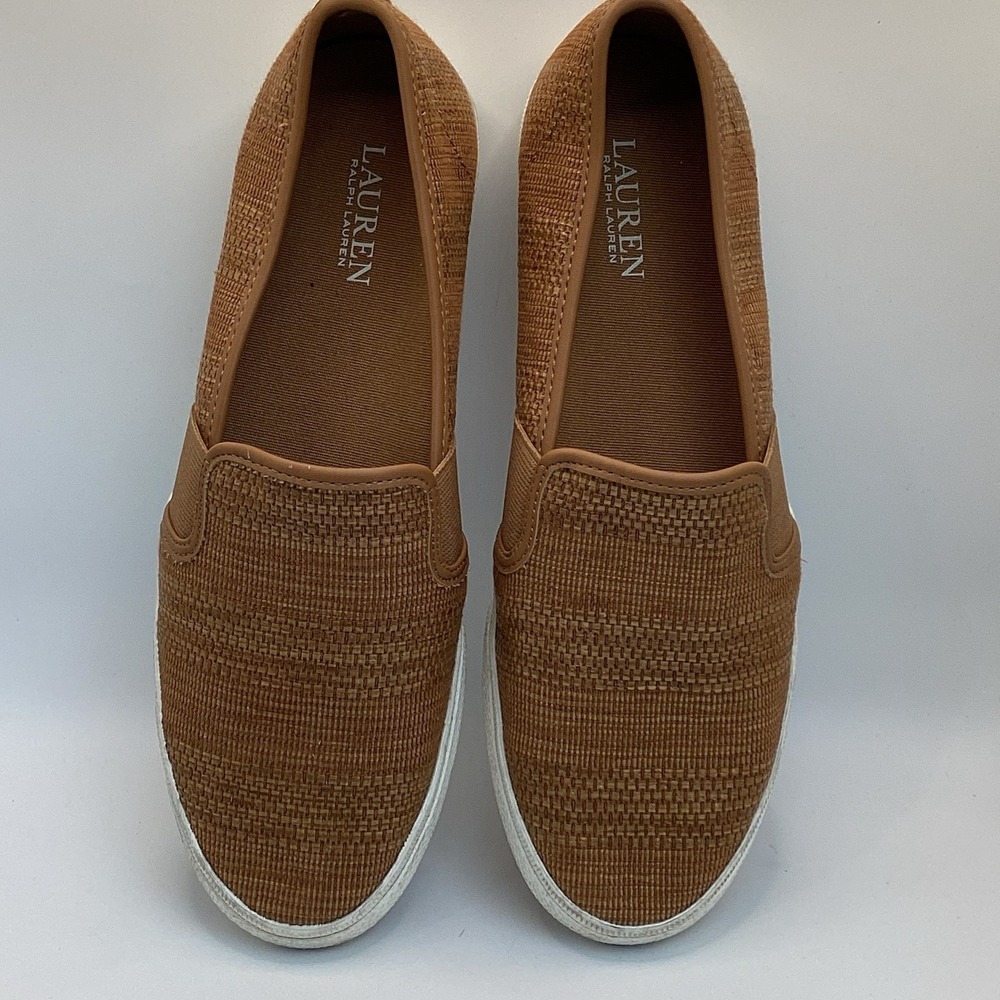 Ralph Lauren Camel Geometric Jinny Platform Sneakers Size 9.5